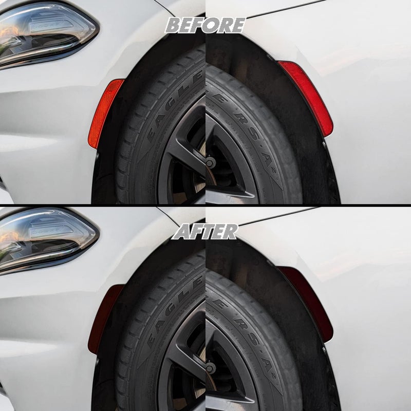 SlickMod PreCut Vinyl Smoke Tint for 2015-2022 Dodge Charger Front & Rear Side Markers (20% Dark Smoke, 4. Sidemarkers) - Image 1